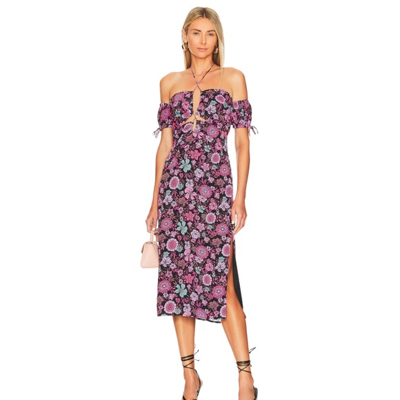 MAJORELLE Dresses & Skirts - Majorelle Olivia Midi Dress in Dancing Valley Black